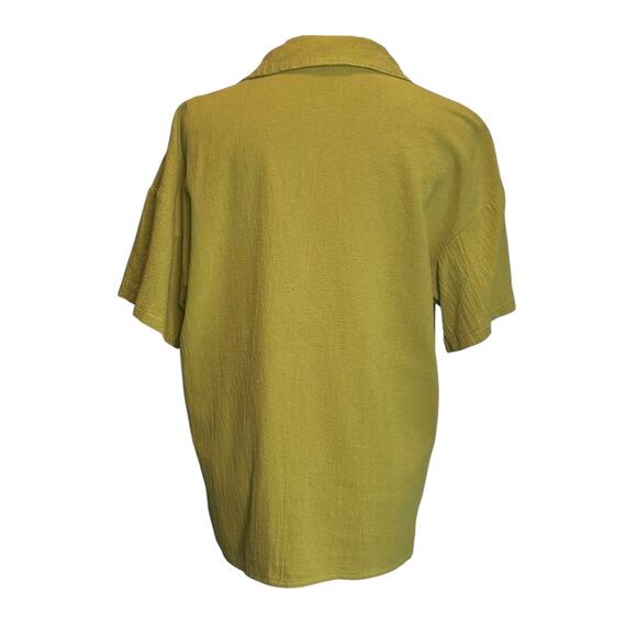 Shein green cotton short sleeves button shirt size Small - Picture 2 of 13